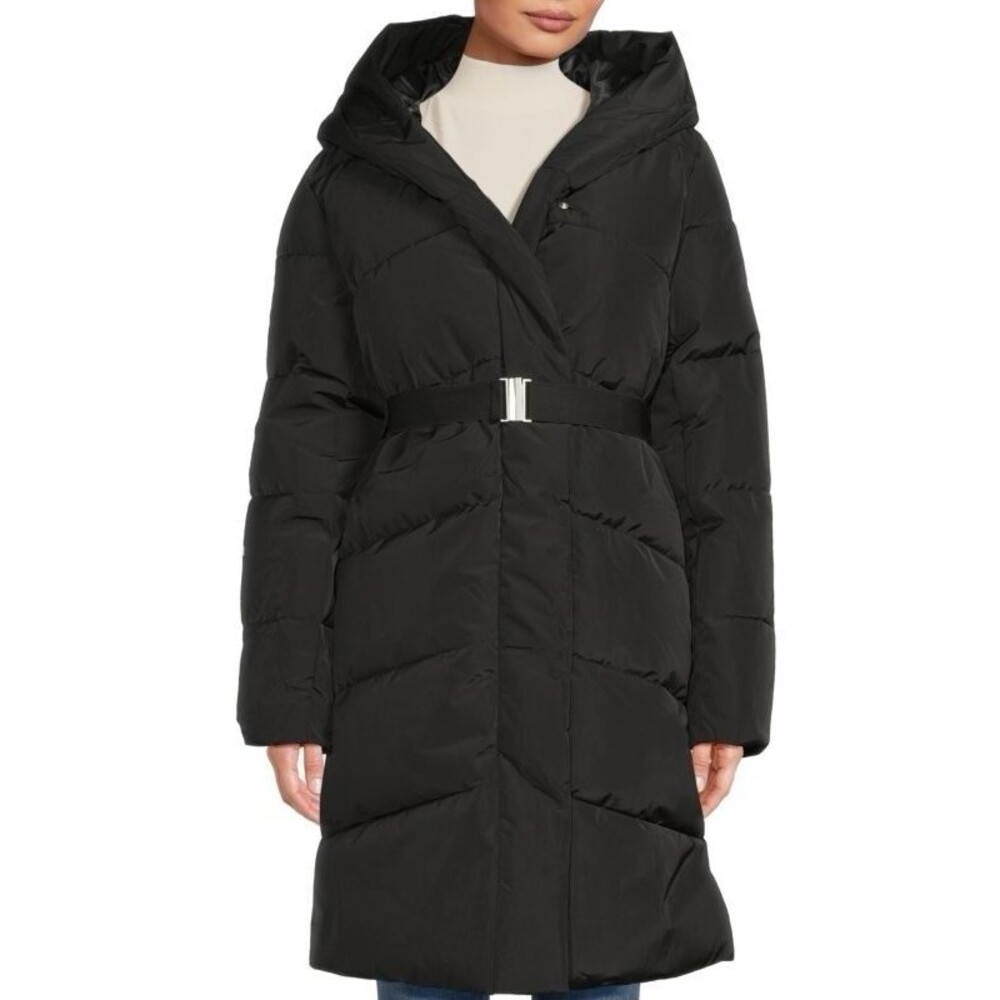 Rebecca Minkoff Belted Longline Hooded Puffer Coat